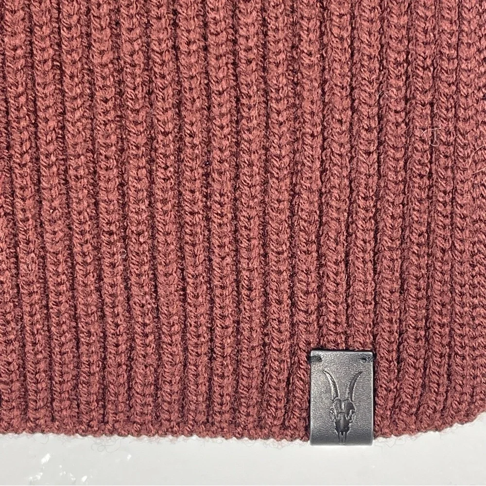 Allsaints Men's Narrow Rib Merino Wool Scarf - Maroon Red